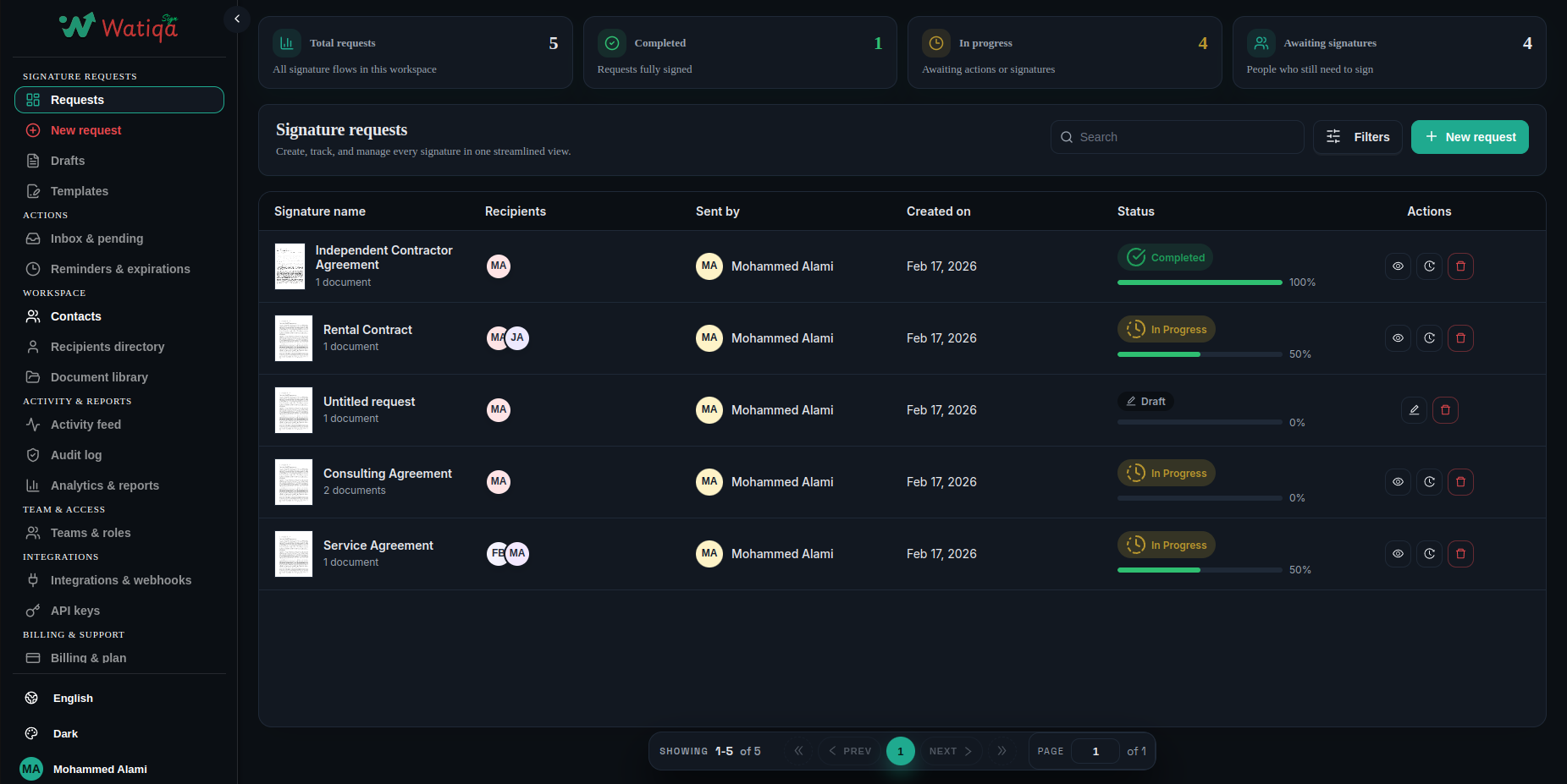 English · Dark mode